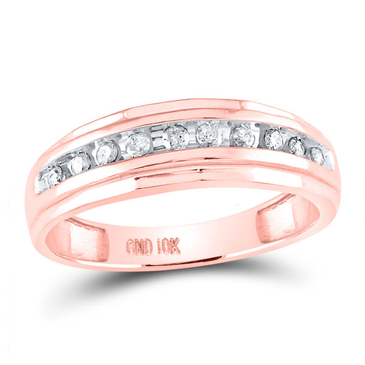 10K Rose Gold Mens Round Diamond Wedding Band Ring 1/4 Cttw, Mens Size: 7-13