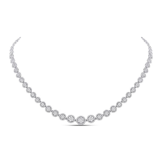 14K White Gold Womens Round Diamond Graduated Halo Tennis Necklace 3 Cttw