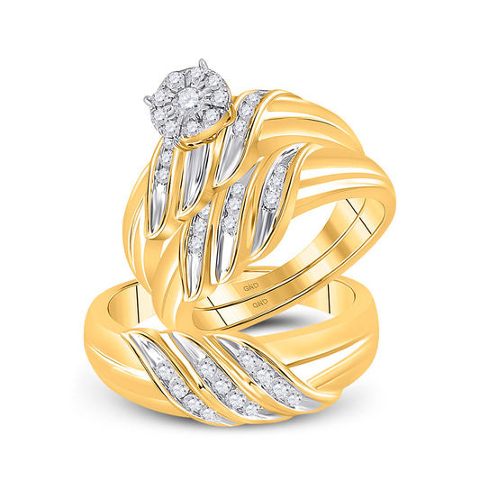 10K Yellow Gold His Hers Round Diamond Solitaire Matching Wedding Set 5/8 Cttw, Womens Size: 5-10, Mens Size: 7-13