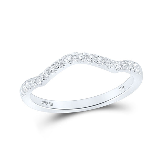 10K White Gold Womens Round Diamond Wedding Curved Enhancer Band 1/5 Cttw, Womens Size: 5-10