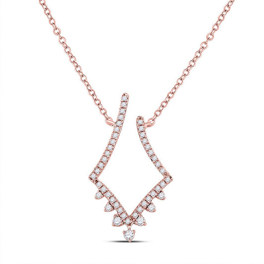 14K Rose Gold Womens Round Diamond Fashion Necklace 1/4 Cttw, Length: 17.99 In