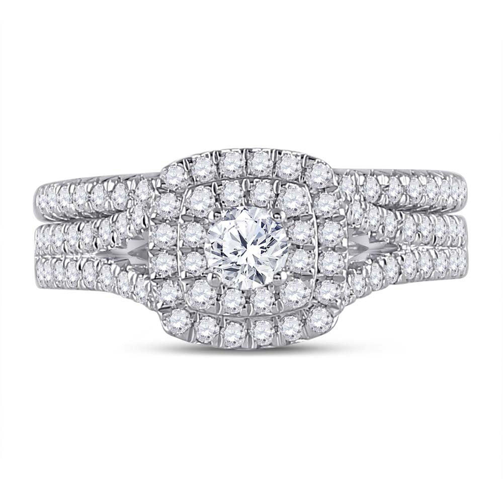 10K White Gold Round Diamond Bridal Wedding Ring Band Set 1 Cttw, Womens Size: 5-10