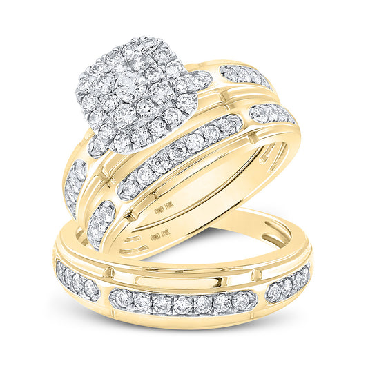 10K Yellow Gold His Hers Round Diamond Matching Wedding Set 1-1/5 Cttw, Womens Size: 5-10, Mens Size: 7-13