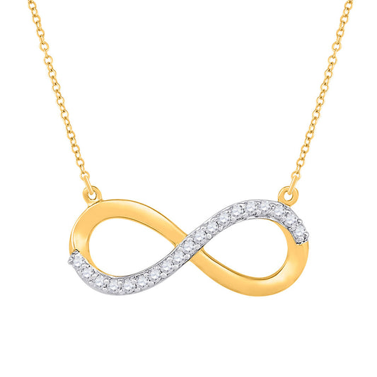 10K Yellow Gold Womens Round Diamond Infinity Necklace 1/20 Cttw, Length: 17.99 In