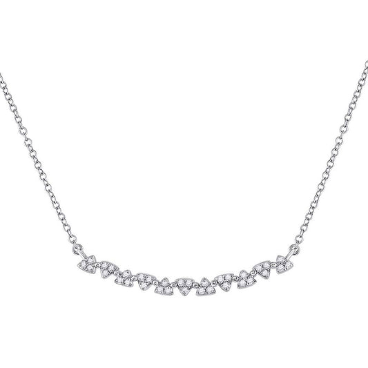 14K White Gold Womens Round Diamond Curved Bar Necklace 1/6 Cttw, Length: 17.99 In