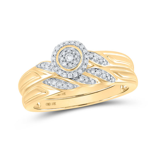 10K Yellow Gold Round Diamond Bridal Wedding Ring Band Set 1/6 Cttw, Womens Size: 5-10