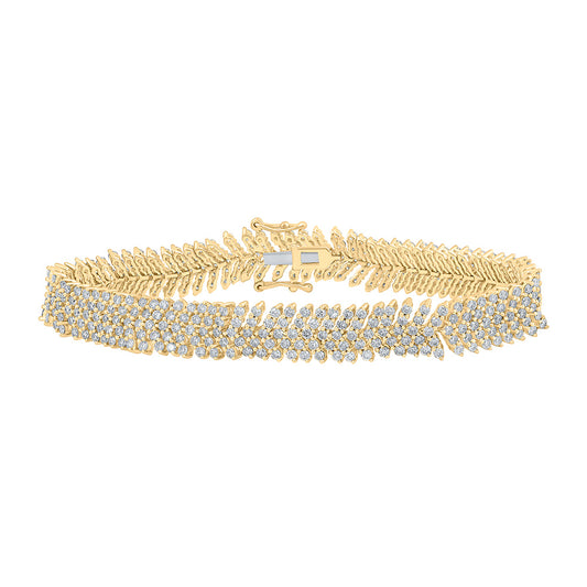 10K Yellow Gold Womens Round Diamond Fashion Bracelet 7-1/5 Cttw