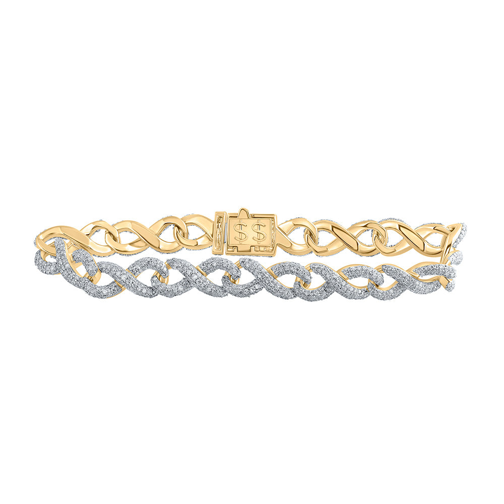 10K Yellow Gold Womens Round Diamond Infinity Fashion Bracelet 5 Cttw