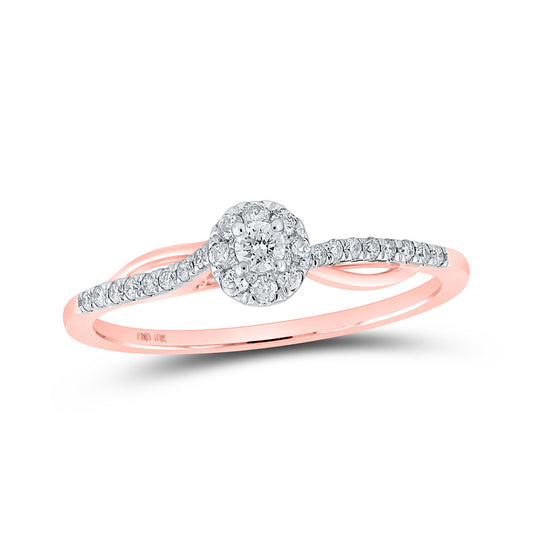 10K Yellow Or White Or Rose Gold Womens Round Diamond Halo Promise Ring , Womens Size: 5-10