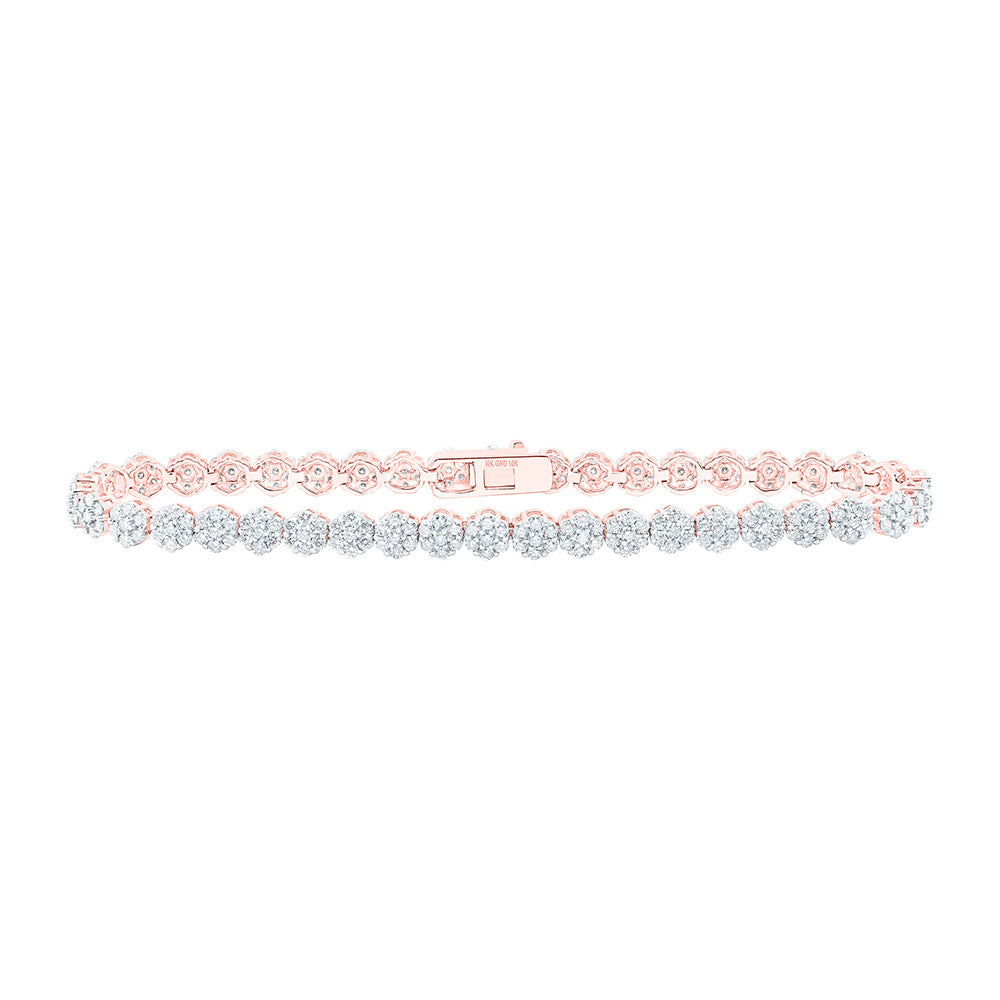 10K Rose Gold Womens Round Diamond Fashion Bracelet 3-1/5 Cttw