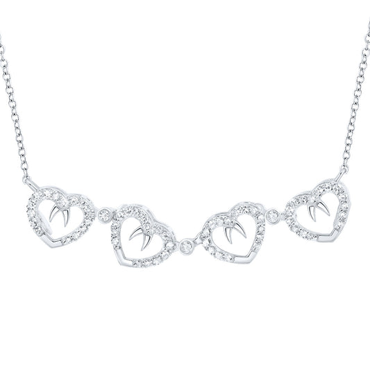 10K White Gold Womens Round Diamond 18-inch Convertible Heart Necklace 3/8 Cttw, Length: 0.31 In, Width: 0.35 In