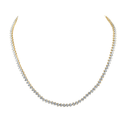 10K Yellow Gold Womens Round Diamond Heart 18-inch Link Necklace 2-1/3 Cttw, Length: 17.99 In