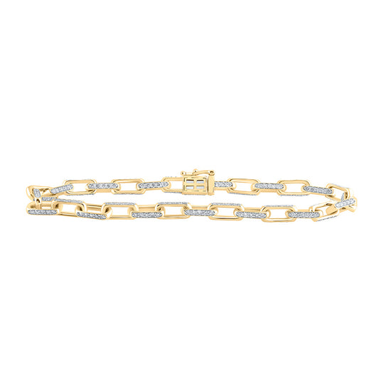 10K Yellow Gold Mens Round Diamond 8.5-inch Anchor Link Bracelet 5 Cttw, Length: 8.5 In, Width: 0.2 In