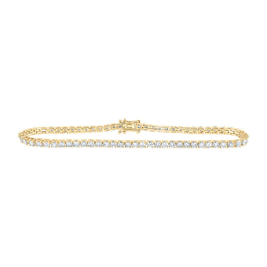 14K Yellow Gold Womens Round Diamond Fashion Bracelet 4 Cttw