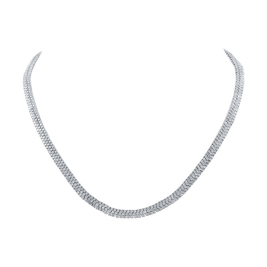 14K White Gold Womens Round Diamond 18-inch Fashion Necklace 12 Cttw, Length: 17.99 In