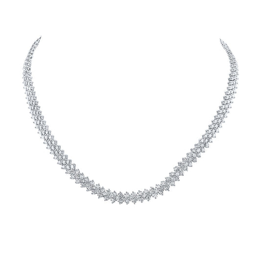 14K White Gold Womens Round Diamond 18-inch Fashion Necklace 19-3/4 Cttw, Length: 17.99 In