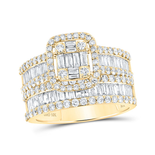 10K Yellow Gold Baguette Diamond Bridal Wedding Ring Band Set 2 Cttw, Womens Size: 5-10