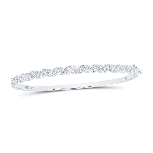 10K White Or Yellow Gold Womens Round Diamond Bangle Bracelet