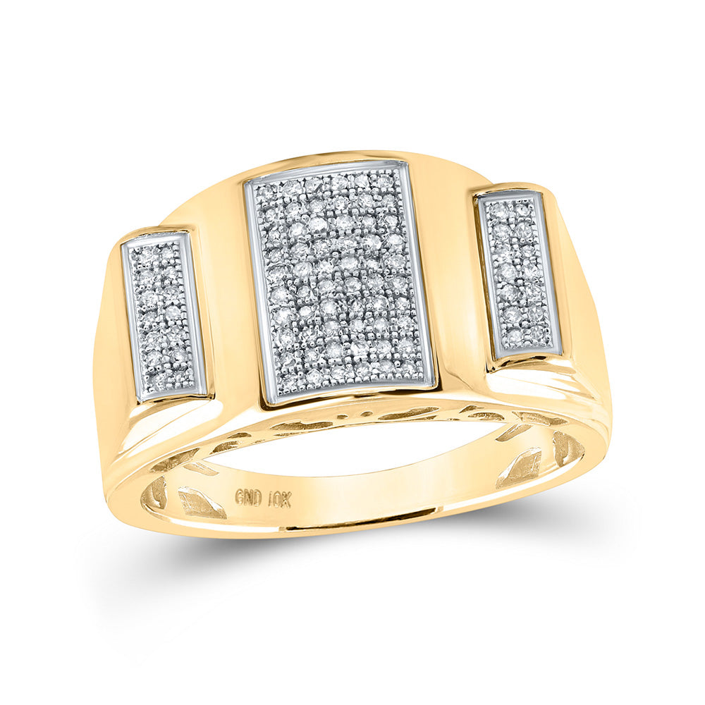 10K Yellow Gold Mens Round Diamond Band Ring 1/4 Cttw, Mens Size: 7-13