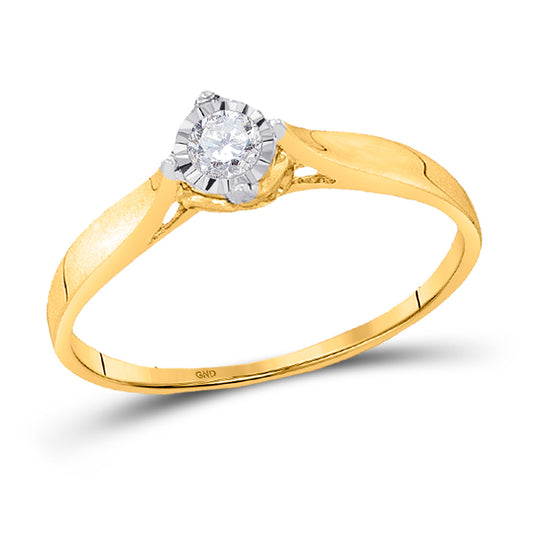 10kt Yellow Gold Womens Round Diamond Solitaire Promise Ring 1/12 Cttw