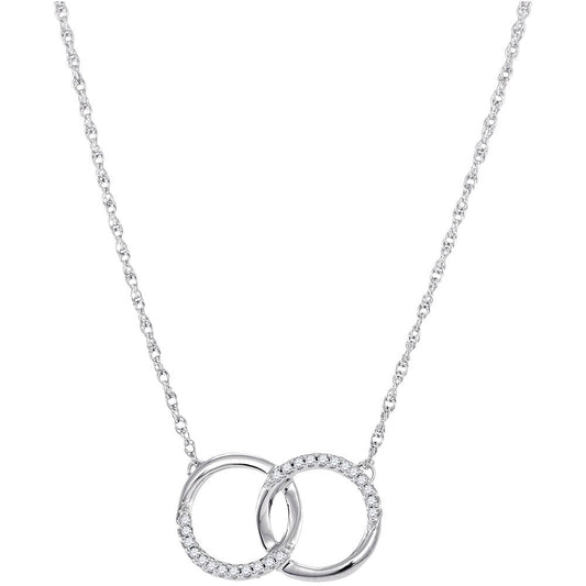 10K White Gold Womens Round Diamond Double Fashion Necklace 1/10 Cttw, Length: 0.44 In, Width: 0.71 In