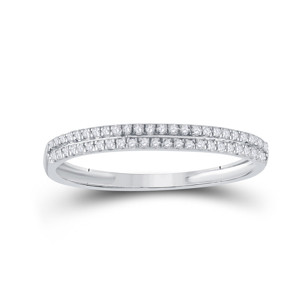 10kt White Gold Womens Round Diamond Slender Double Row Band 1/6 Cttw