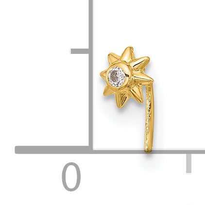 14K Yellow Gold 23 Gauge CZ Sun Nose Stud