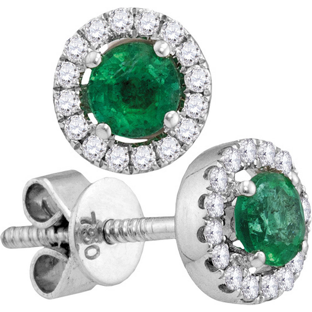 18kt White Gold 18kt White Gold Womens Oval Emerald Diamond Convertible Dangle Jacket Earrings 3/4 Cttw