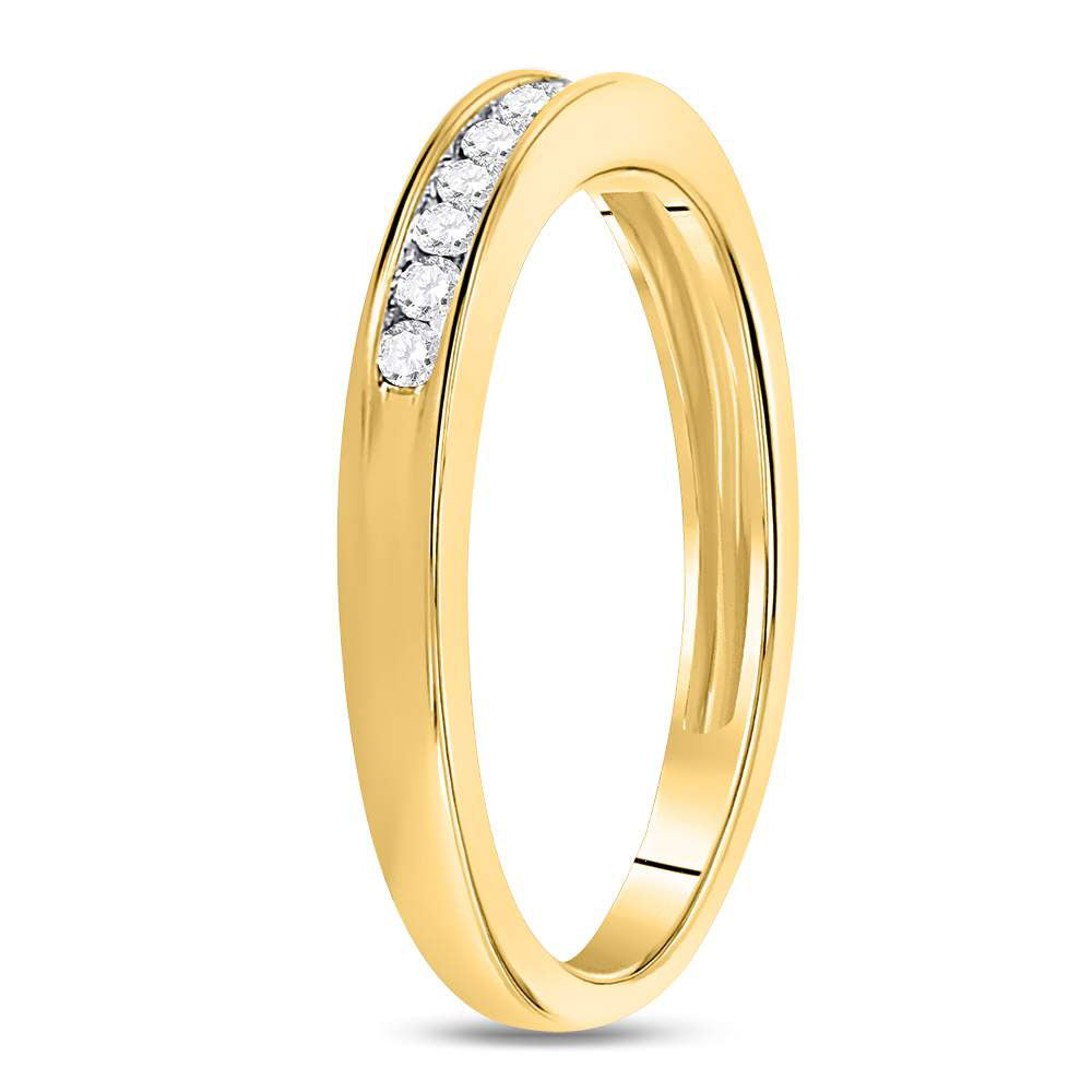 14K Yellow Gold Womens Round Channel-set Diamond Wedding Band 1/6 Cttw, Womens Size: 5-10