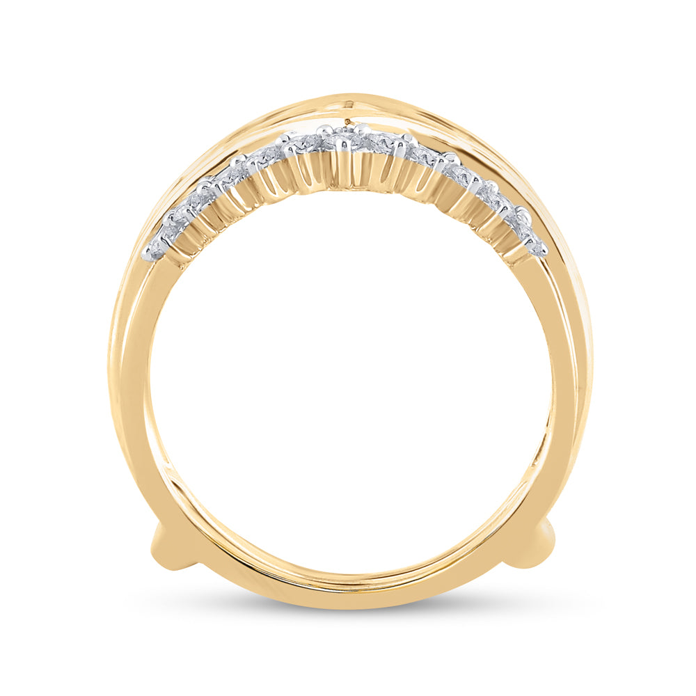 14K Yellow Gold Womens Round Diamond Wedding Wrap Ring Guard Enhancer 3/4ctw, Womens Size: 5-10