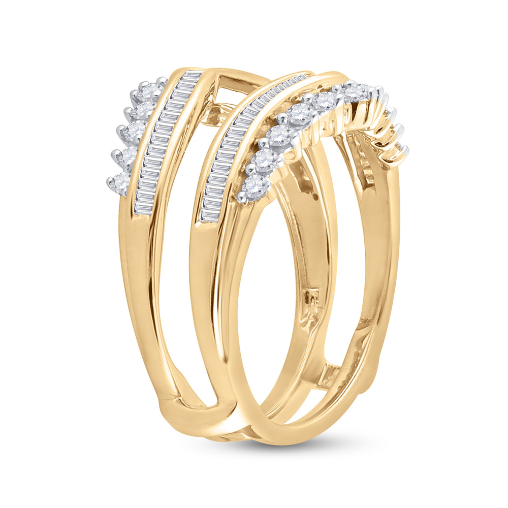 14K Yellow Gold Womens Round Diamond Wedding Wrap Ring Guard Enhancer 3/4ctw, Womens Size: 5-10