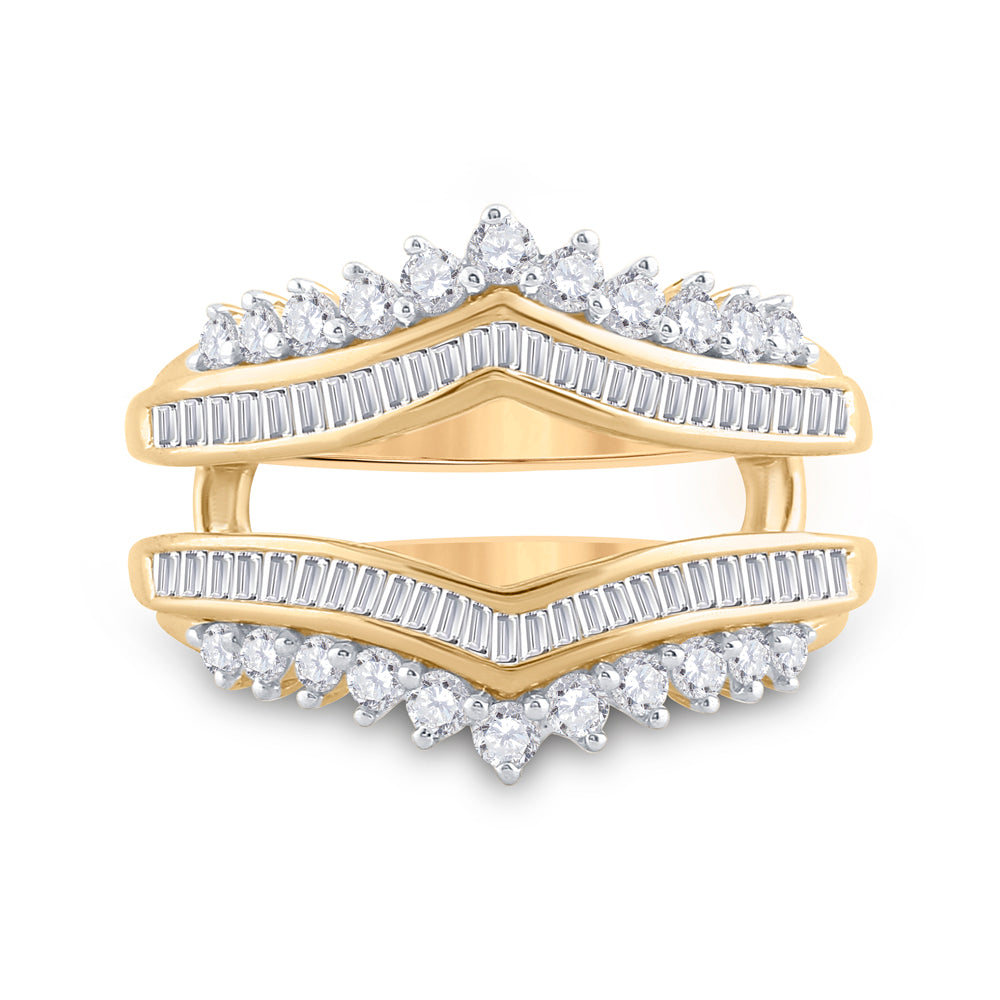 14K Yellow Gold Womens Round Diamond Wedding Wrap Ring Guard Enhancer 3/4ctw, Womens Size: 5-10