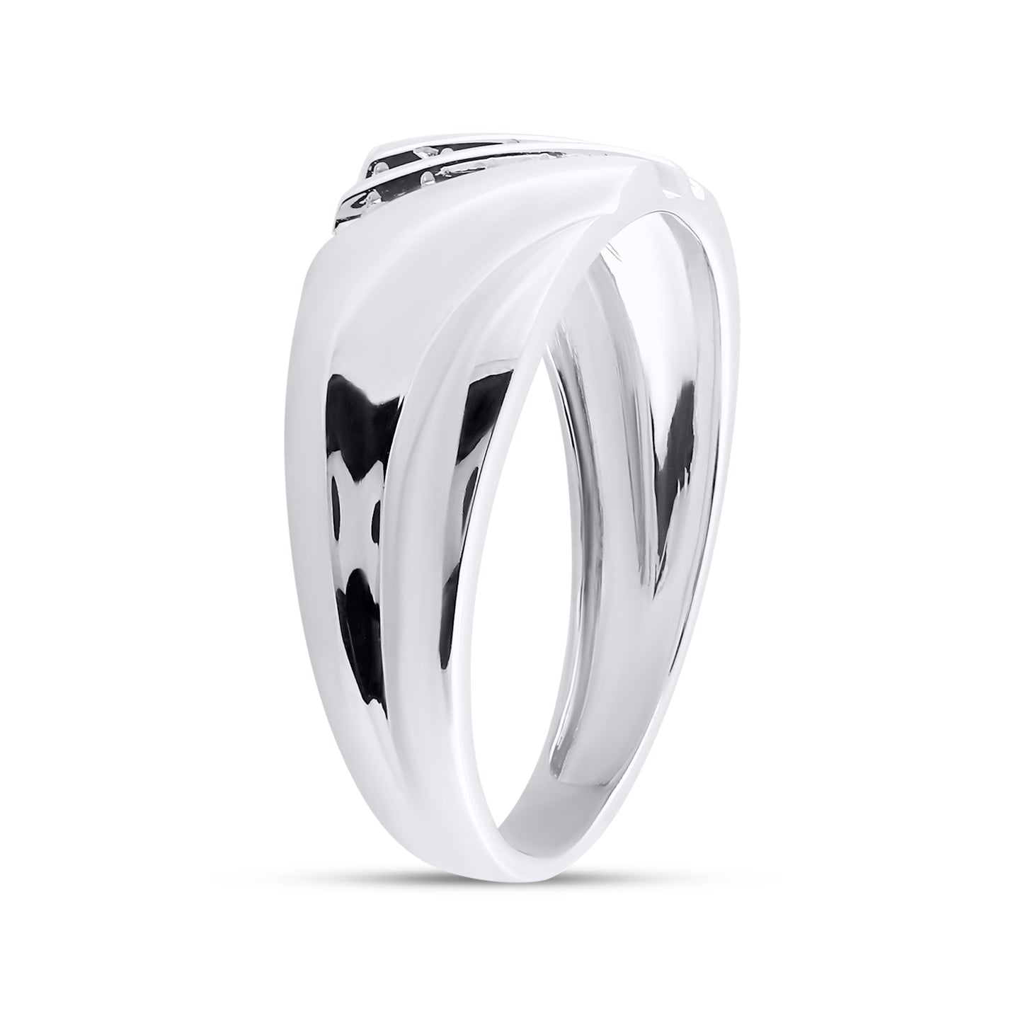 Sterling Silver Mens Round Channel-set Diamond Wedding Band Ring 1/8 Cttw, Mens Size: 7-13