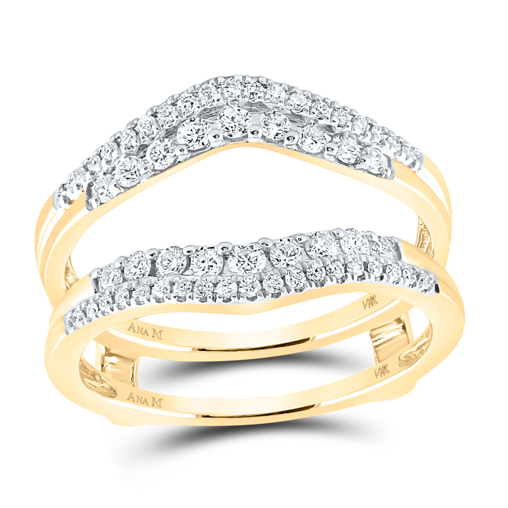 14K Yellow Gold Womens Round Diamond Wedding Wrap Ring Guard Enhancer 1/2 Cttw, Womens Size: 5-10