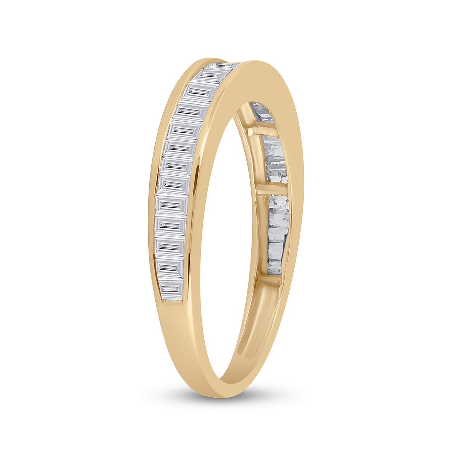 14K Yellow Gold Womens Baguette Diamond Wedding Band 1/2 Cttw, Womens Size: 5-10