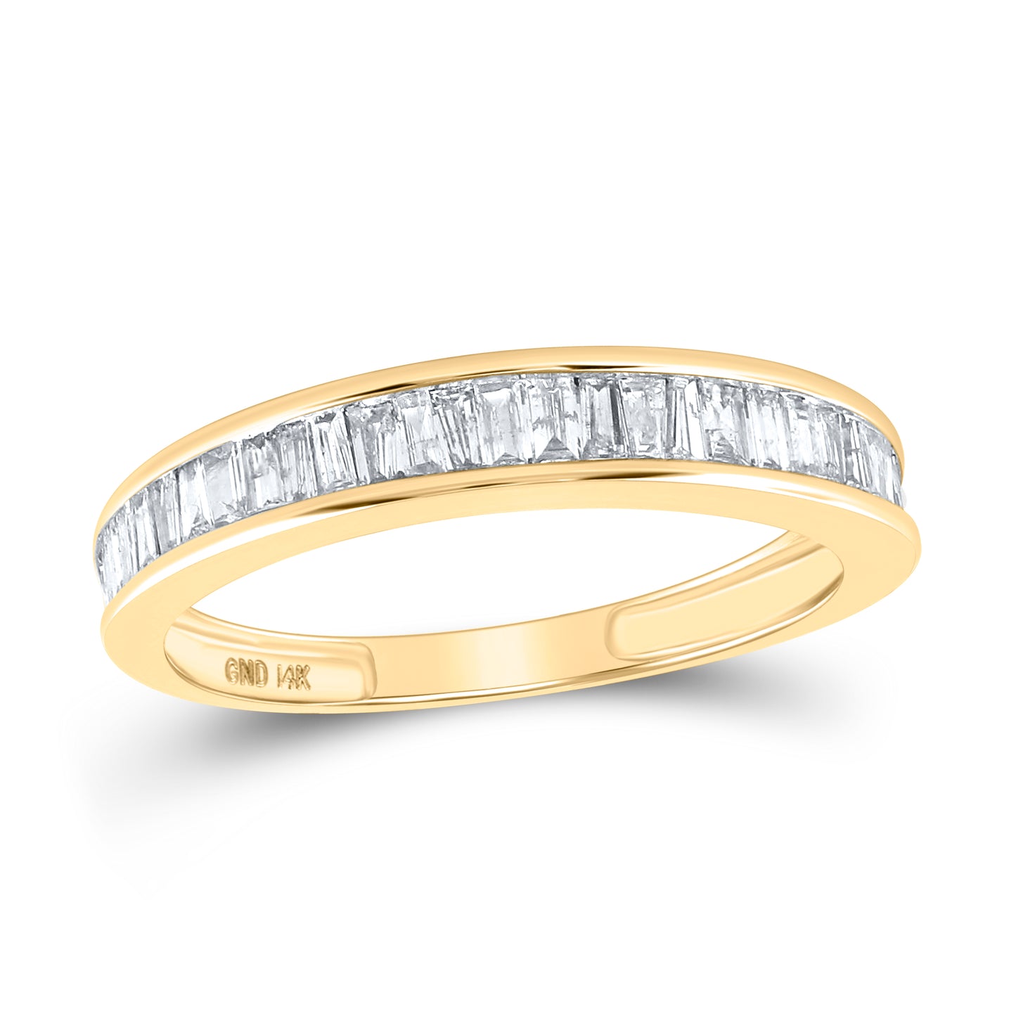 14K Yellow Gold Womens Baguette Diamond Wedding Band 1/2 Cttw, Womens Size: 5-10