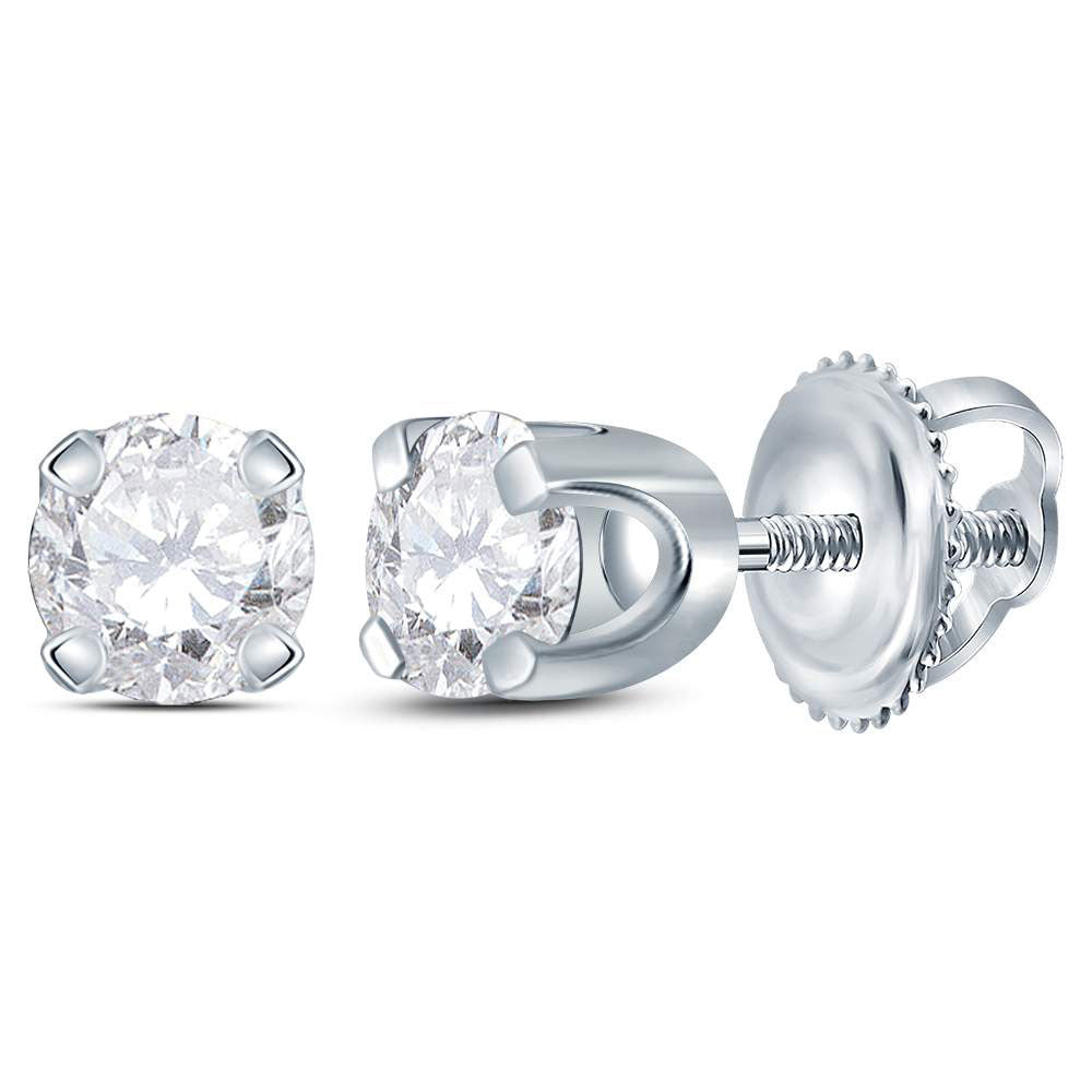 14K Yellow Or White Gold Womens Round Diamond Solitaire Earrings 1/4 Cttw