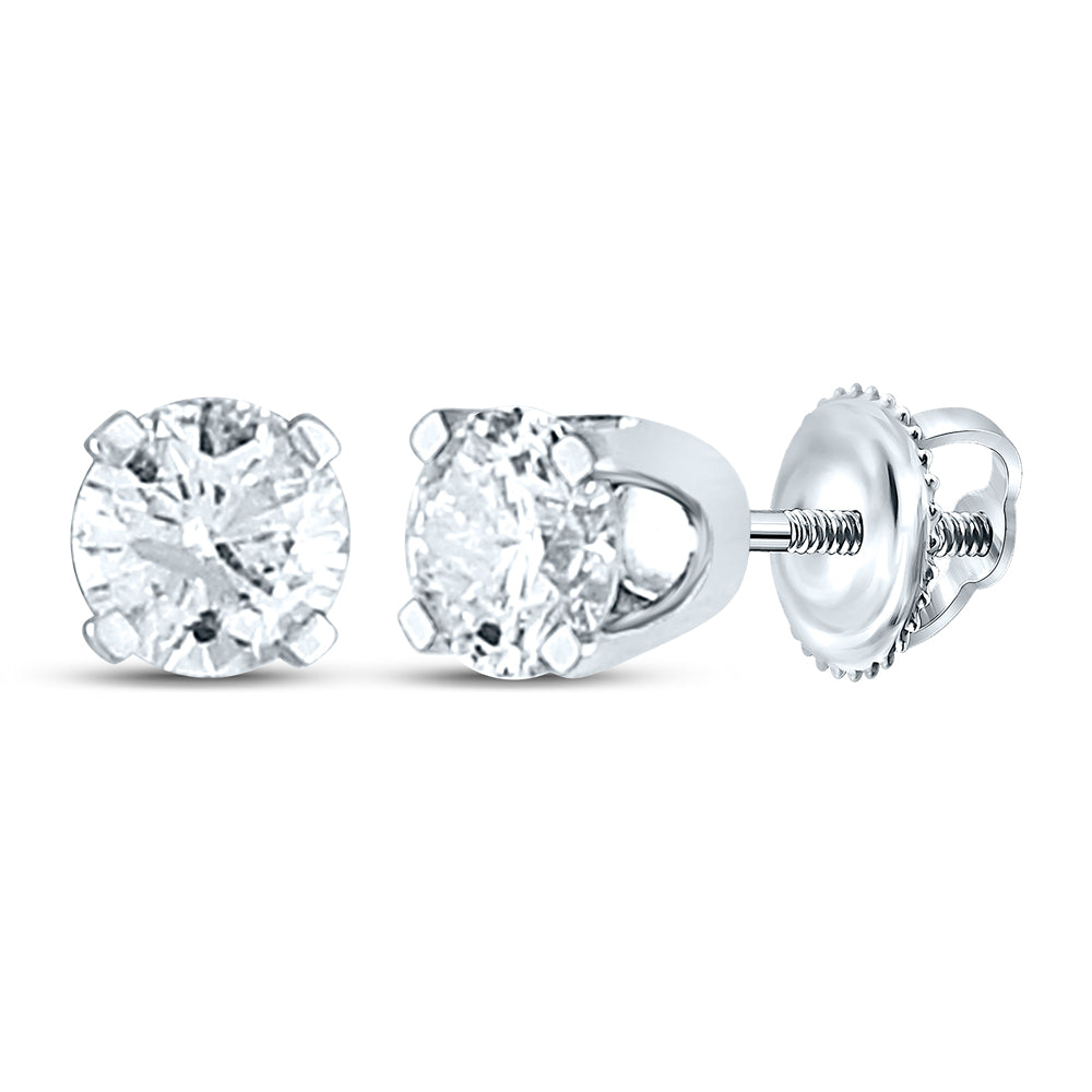 14K Yellow Or White Gold Womens Round Diamond Solitaire Earrings 1/4 Cttw