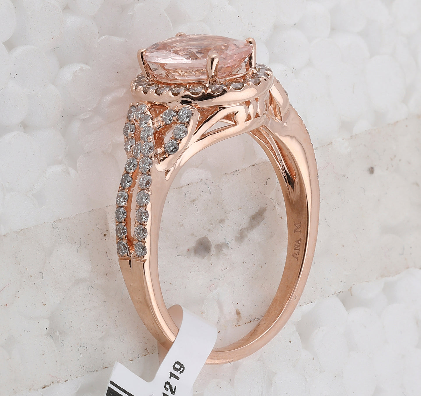 14K Rose Gold Womens Oval Morganite Diamond Solitaire Ring 5/8 Cttw, Womens Size: 5-10