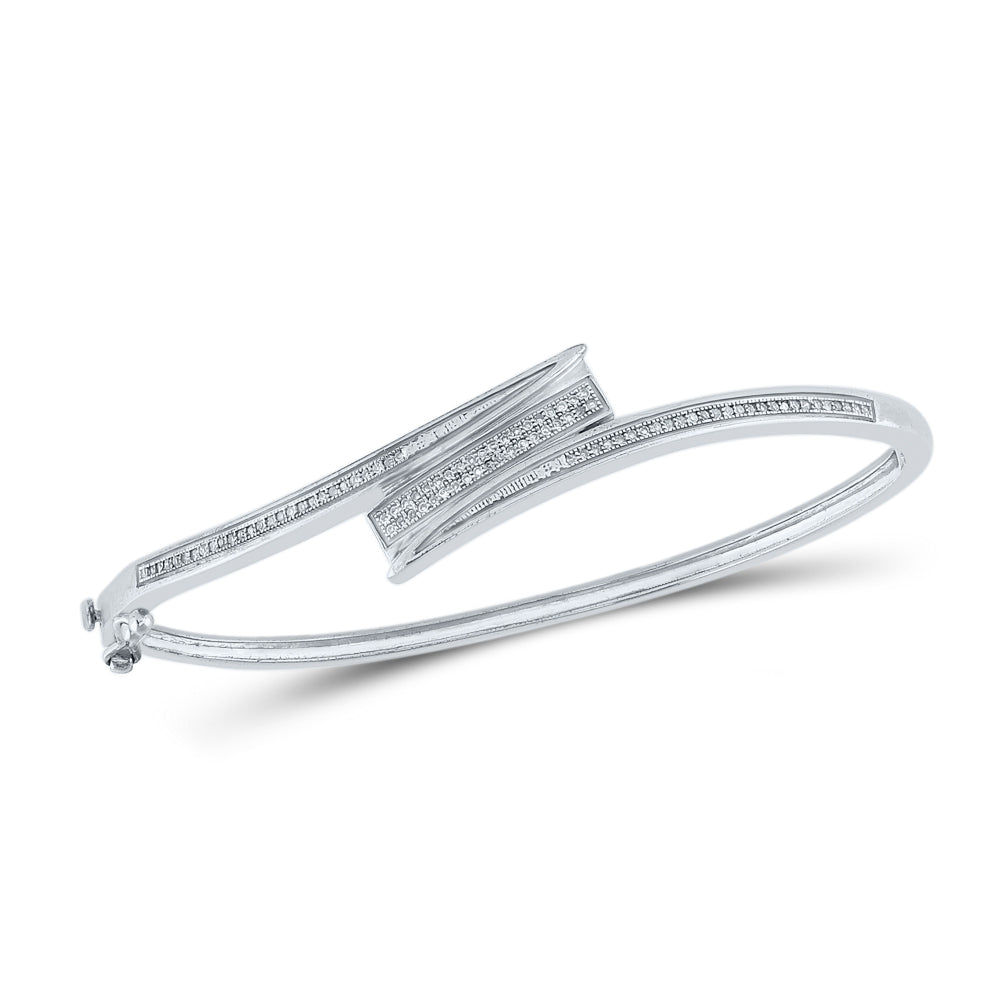 Sterling Silver 1 Ct Diamond Micro-pave Bangle