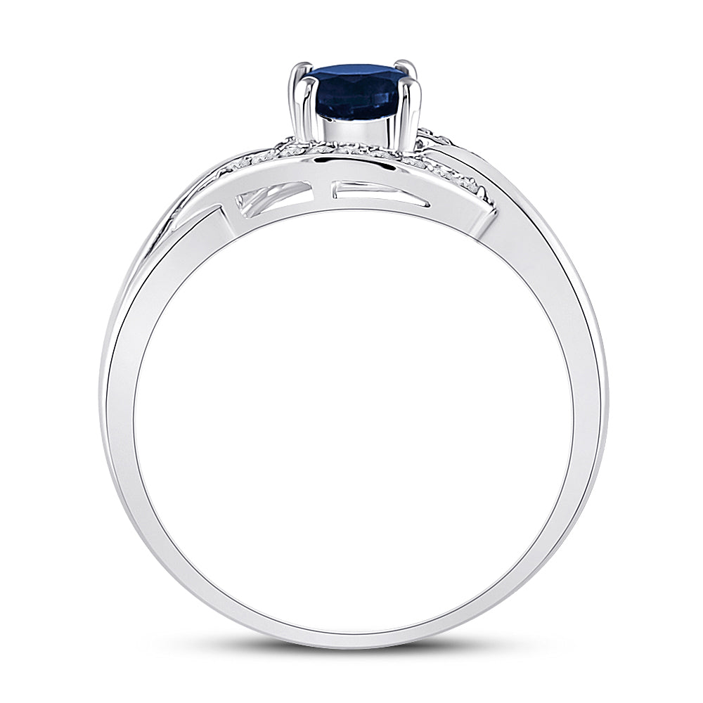 Sterling Silver Womens Round Synthetic Blue Sapphire Solitaire Diamond Ring 5/8 Cttw, Womens Size: 5-10