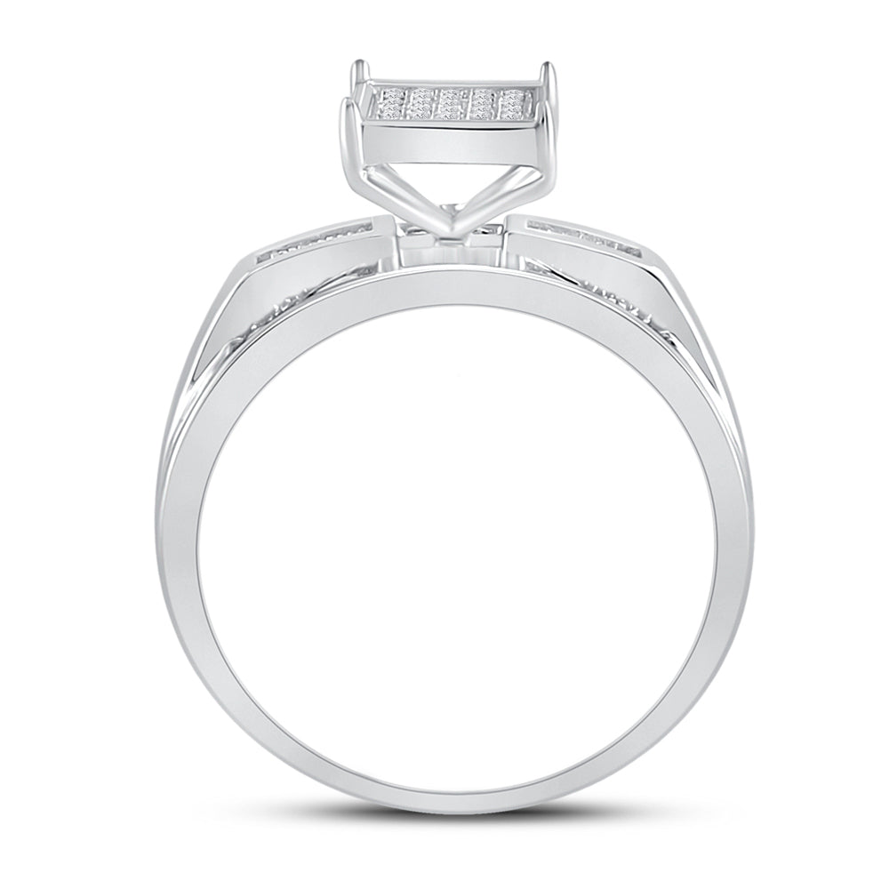 Sterling Silver Round Diamond Square Bridal Wedding Engagement Ring 1/8 Cttw, Womens Size: 5-10