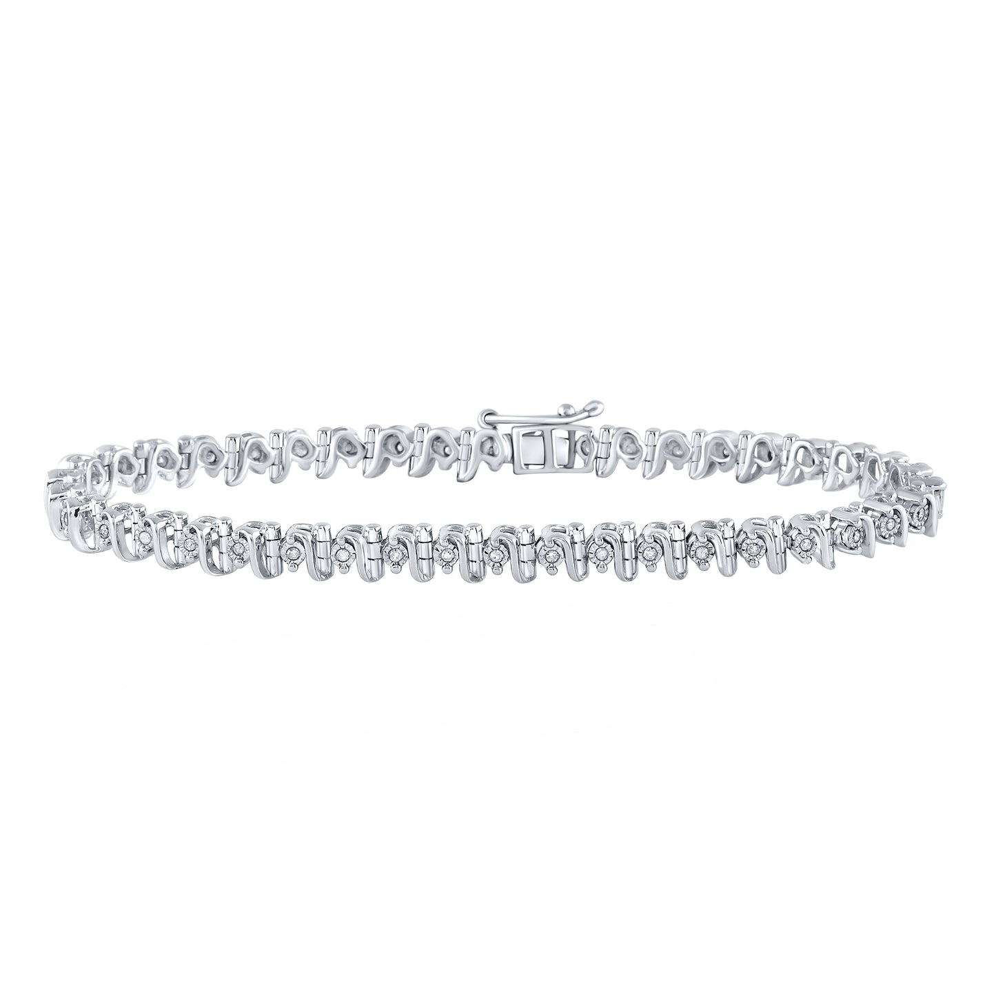 Sterling Silver Womens Round Diamond S Link Tennis Bracelet 1/3 Cttw, Width: 0.2 In