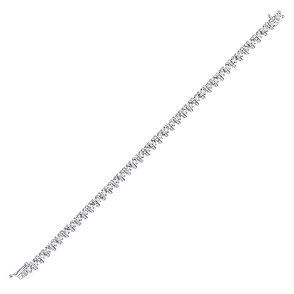 Sterling Silver Womens Round Diamond S Link Tennis Bracelet 1/3 Cttw, Width: 0.2 In