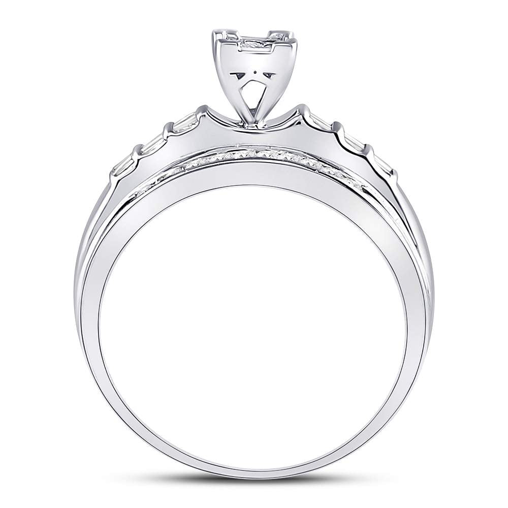 Sterling Silver Princess Diamond Square Cluster Bridal Wedding Engagement Ring 1/3 Cttw, Womens Size: 5-10