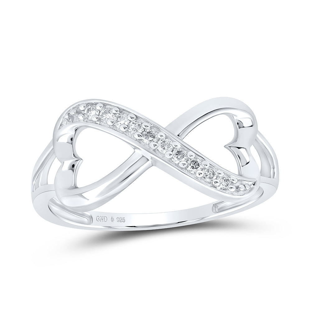 Sterling Silver Womens Round Diamond Infinity Fashion Band Ring 1/10 Cttw, Womens Size: 5-10