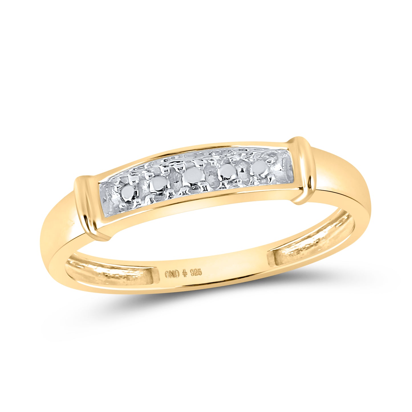 Yellow-tone Sterling Silver His Hers Round Diamond Matching Wedding Set 1/20 Cttw, Womens Size: 5-10, Mens Size: 7-13