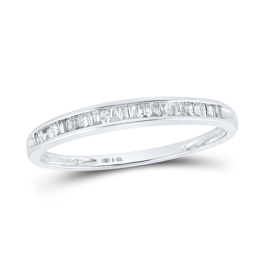 Sterling Silver Womens Baguette Diamond Wedding Anniversary Band Ring 1/6 Cttw, Womens Size: 5-10