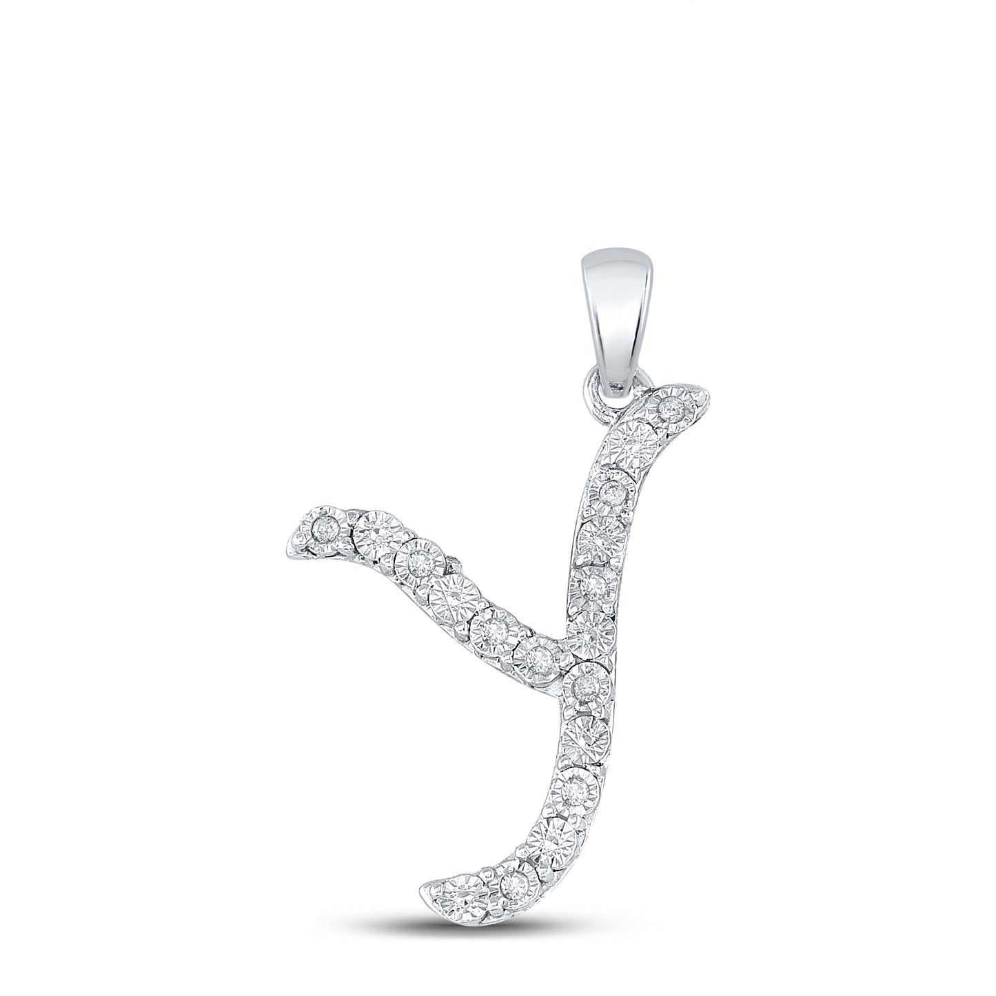 Sterling Silver 1/10ctw Diamond Ladies Initial Pendant"