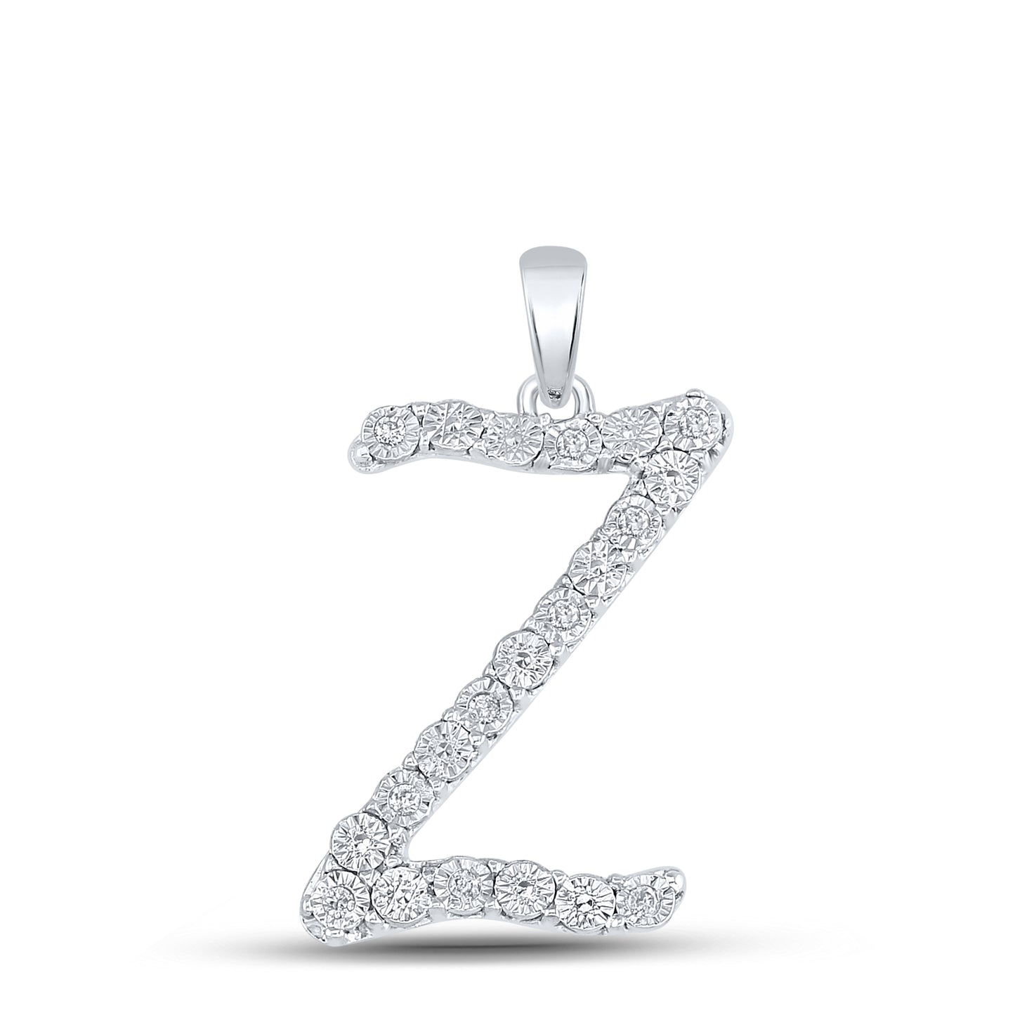 Sterling Silver 1/10ctw Diamond Ladies Initial Pendant"